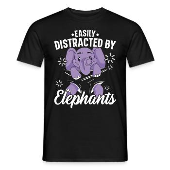 Leicht ablenkbar durch Elefanten Wildlife Animal - Männer T-Shirt - Schwarz - Vorne - AI Model Male 178 light (178cm)
