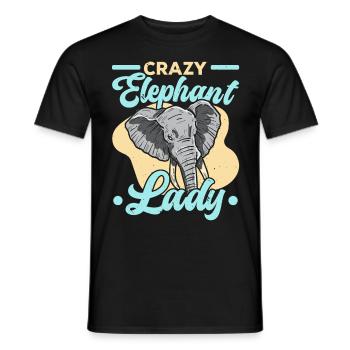 Crazy Elephant Lady Wildlife Safari Zookeeper - Men's T-Shirt - black - Front - AI Model Male 178 light (178cm)