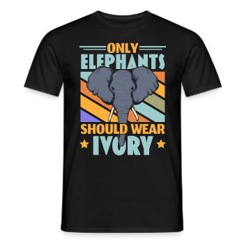 Only elephants should wear ivory Wildlife An - Men's T-Shirt - black - Front - AI Model Male 178 light (178cm)