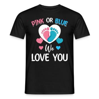 Shower de bébé rose ou bleu We Love You - T-shirt homme - noir - Devant - AI Model Male 178 light (178cm)