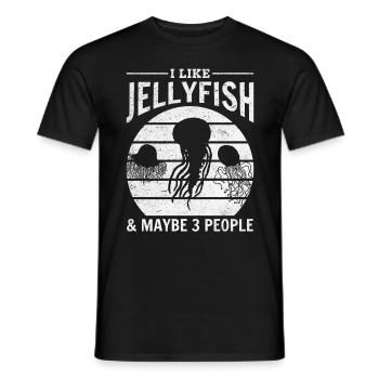 J'aime les méduses et peut-être 3 personnes méduses - T-shirt homme - noir - Devant - AI Model Male 178 light (178cm)
