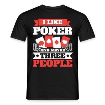 J’aime le poker et peut-être le casino à trois personnes - T-shirt homme - noir - Devant - AI Model Male 178 light (178cm)