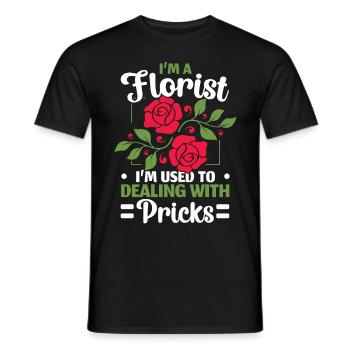 Ich bin Florist, ich bin gewohnt, mit Stichen umzu - Männer T-Shirt - Schwarz - Vorne - AI Model Male 178 light (178cm)