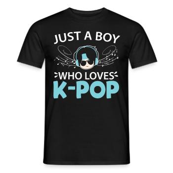 Juste un garçon qui aime la K-Pop Corée du Sud Coréen P - T-shirt homme - noir - Devant - AI Model Male 178 light (178cm)