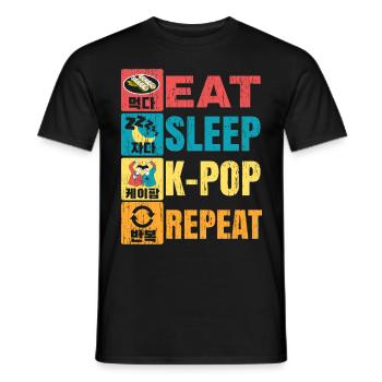 Eat Sleep K-Pop Répéter la musique coréenne Corée du Sud - T-shirt homme - noir - Devant - AI Model Male 178 light (178cm)
