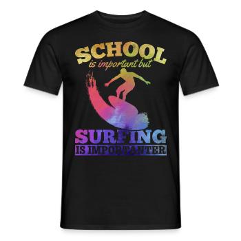 L’école est importante mais le surf est important - T-shirt homme - noir - Devant - AI Model Male 178 light (178cm)