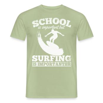 School is important but surfing is important - Men's T-Shirt - sage - Front - AI Model Male 178 light (178cm)