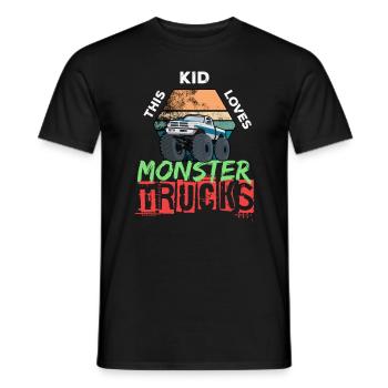 Monster Truck Big Tire Child Love I Gift - Men's T-Shirt - black - Front - AI Model Male 178 light (178cm)