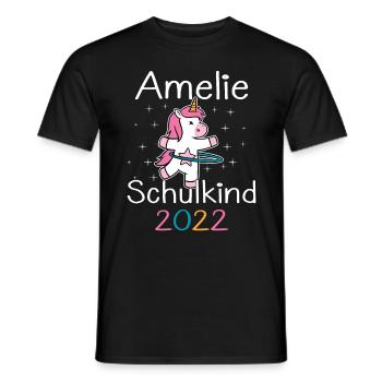 Einschulung 2022 Amelie Einhorn Erstklässler 2022 - Männer T-Shirt - Schwarz - Vorne - AI Model Male 178 light (178cm)