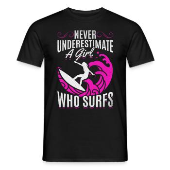 Les filles surfeuses sur l’eau ne sous-estiment jamais un - T-shirt homme - noir - Devant - AI Model Male 178 light (178cm)