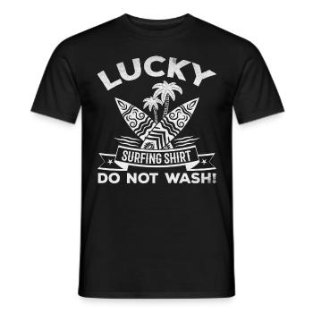 Wave Surfer Lucky Surfing Shirt Nicht waschen - Männer T-Shirt - Schwarz - Vorne - AI Model Male 178 light (178cm)