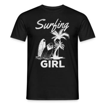 Wave Surfing Girls Surfer Girls Surfboard - Men's T-Shirt - black - Front - AI Model Male 178 light (178cm)