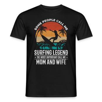 Water surfer Mama Water surfing Mama Surfing - Men's T-Shirt - black - Front - AI Model Male 178 light (178cm)