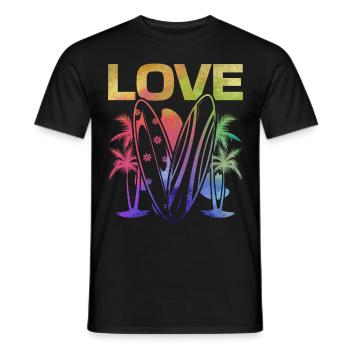 Wave Surfing Surfboard Surfer Watersurfing Love - Men's T-Shirt - black - Front - AI Model Male 178 light (178cm)