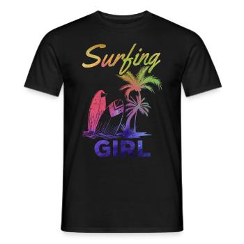 Surfboard Surfer Wave Surfing Girls Surfing - Men's T-Shirt - black - Front - AI Model Male 178 light (178cm)