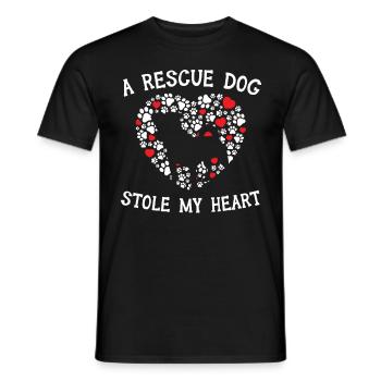 Un chien de sauvetage m’a volé le cœur Tierrette - T-shirt homme - noir - Devant - AI Model Male 178 light (178cm)
