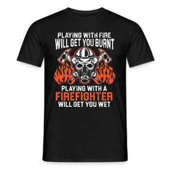 Firefighting Firefighter Firefighter Fireman Fire - Men's T-Shirt - black - Front - AI Model Male 178 light (178cm)