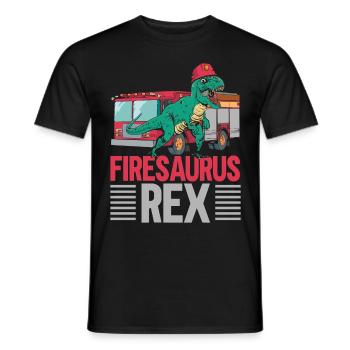 Firesaurus Rex Firefighter Fireman Dinosau - Men's T-Shirt - black - Front - AI Model Male 178 light (178cm)