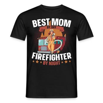 Meilleure mère pompier de jour au feu de nuit - T-shirt homme - noir - Devant - AI Model Male 178 light (178cm)