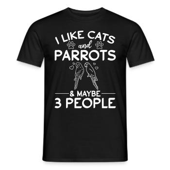 I like cats and parrots & Maybe 3 people - Men's T-Shirt - black - Front - AI Model Male 178 light (178cm)