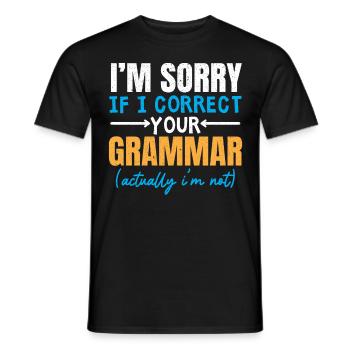 Je suis désolé si je ko ko votre police de grammaire - T-shirt homme - noir - Devant - AI Model Male 178 light (178cm)