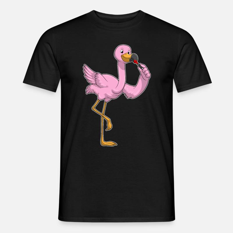 Flamingo mit Lippenstift - Männer T-Shirt - Schwarz