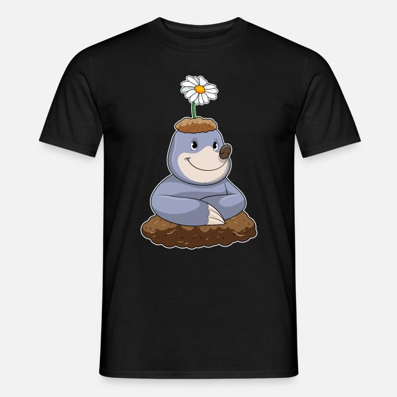 Maulwurf mit Gänseblümchen Blume - Männer T-Shirt - Schwarz
