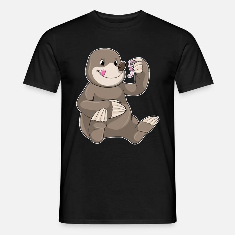 Mole with earthworm - Men's T-Shirt - black