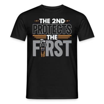 The 2nd protects the first second amendment USA - Men's T-Shirt - black - Front - AI Model Male 178 light (178cm)
