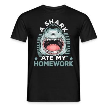 Un requin a mangé mes devoirs Mers de requins - T-shirt homme - noir - Devant - AI Model Male 178 light (178cm)