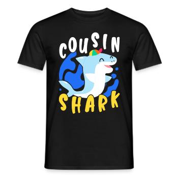 Cousin Shark Lover Marine Biology Marine Animal - Men's T-Shirt - black - Front - AI Model Male 178 light (178cm)