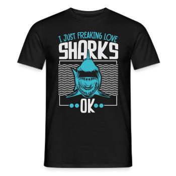 I just love sharks marine biology sea - Men's T-Shirt - black - Front - AI Model Male 178 light (178cm)