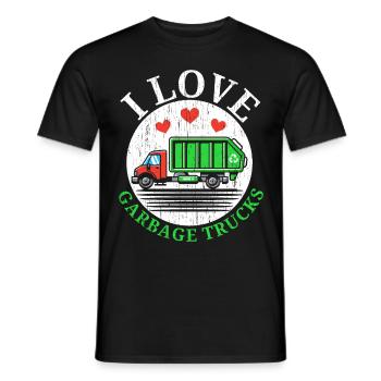 I Love Garbage Trucks Müllabfuhr Recycling - Männer T-Shirt - Schwarz - Vorne - AI Model Male 178 light (178cm)