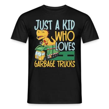 Just a kid who loves garbage trucks and recycling - Men's T-Shirt - black - Front - AI Model Male 178 light (178cm)