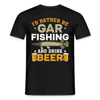 Garfish Je préférerais être Gar Pêcher et boire - T-shirt homme - noir - Devant - AI Model Male 178 light (178cm)