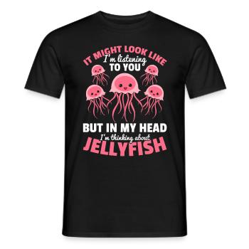Jellyfish Lover But in my head I think of - Men's T-Shirt - black - Front - AI Model Male 178 light (178cm)