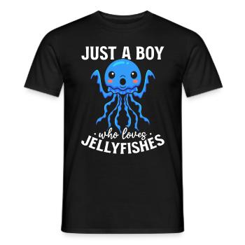 Jellyfish Lover Je suis juste un garçon qui a des méduses - T-shirt homme - noir - Devant - AI Model Male 178 light (178cm)