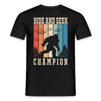 Bigfoot Ufo Hide And Seek Champion - T-shirt homme - noir - Devant - AI Model Male 178 light (178cm)