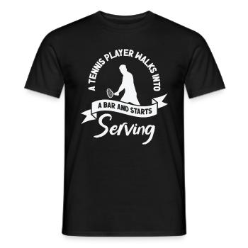Joueur de tennis Raquette de tennis Balle de tennis - T-shirt homme - noir - Devant - AI Model Male 178 light (178cm)