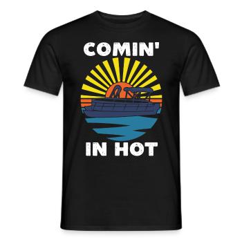 Coming in hot, funny pontoon boat - Men's T-Shirt - black - Front - AI Model Male 178 light (178cm)