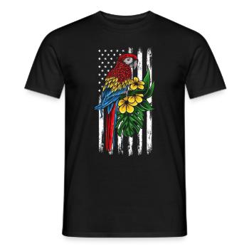 Papageivogel Blume amerikanische Flagge Papagei - Männer T-Shirt - Schwarz - Vorne - AI Model Male 178 light (178cm)