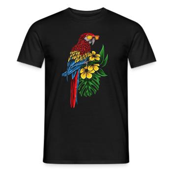 Lustiger Nymphensittich Papagei mit Blumen - Männer T-Shirt - Schwarz - Vorne - AI Model Male 178 light (178cm)