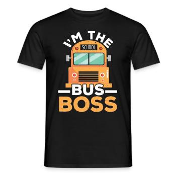 Le patron d’autobus scolaire Chauffeur d’autobus scolaire Livraison aux étudiants - T-shirt homme - noir - Devant - AI Model Male 178 light (178cm)