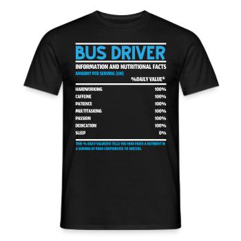 Chauffeur d’autobus scolaire spécialiste de la prestation de services aux étudiants - T-shirt homme - noir - Devant - AI Model Male 178 light (178cm)