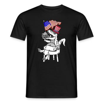4th Of July Dinosaur US Flag Dino Patriotic Day - Men's T-Shirt - black - Front - AI Model Male 178 light (178cm)