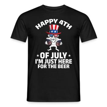 Patriotic Happy 4th Of July I'm Just Here For The - Men's T-Shirt - black - Front - AI Model Male 178 light (178cm)