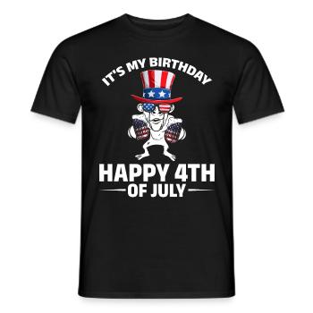 4th Of July Party It's My Birthday Happy 4th Of - Männer T-Shirt - Schwarz - Vorne - AI Model Male 178 light (178cm)
