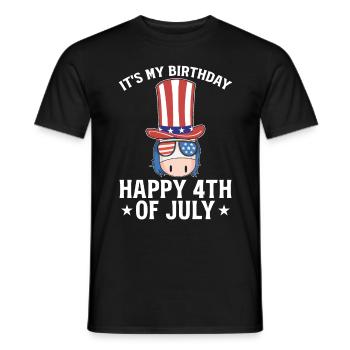 4th Of July Unicorn It's My Birthday Happy 4th Of - Männer T-Shirt - Schwarz - Vorne - AI Model Male 178 light (178cm)