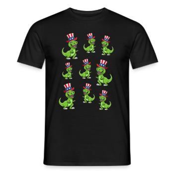 Fête patriotique du 4 juillet Dinosaure 4 juillet - T-shirt homme - noir - Devant - AI Model Male 178 light (178cm)