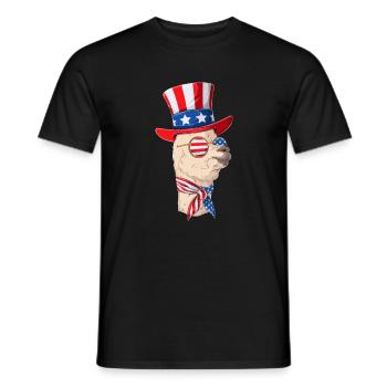 Fête patriotique Lama Drapeau américain I 4 juillet - T-shirt homme - noir - Devant - AI Model Male 178 light (178cm)